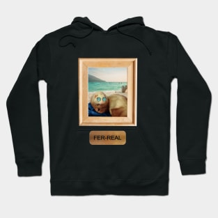 Ferret on a beach holiday fer real (for real) ferret lovers Hoodie